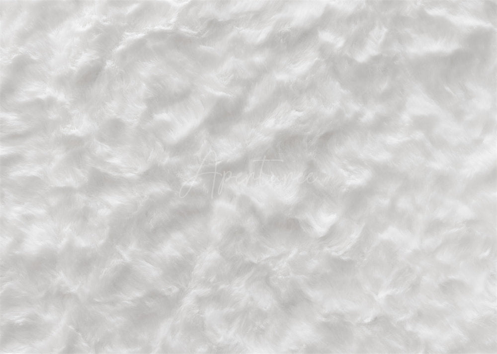 Aperturee - White Pleated Plush Photo Simple Rubber Floor Mat