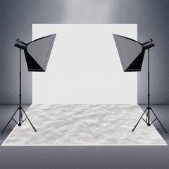 Aperturee - White Pleated Plush Photo Simple Rubber Floor Mat