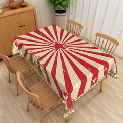 Aperturee - White Red Star Stripes Vintage Rectangle Tablecloth