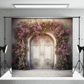 Aperturee - White Retro Wall Floral Vine Spring Photo Backdrop