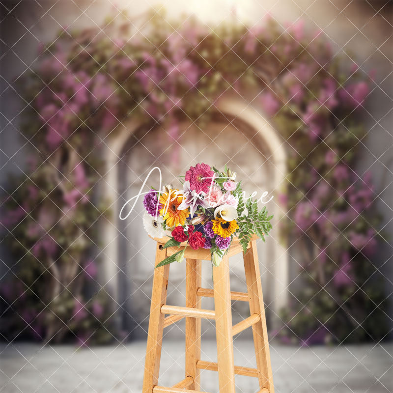 Aperturee - White Retro Wall Floral Vine Spring Photo Backdrop