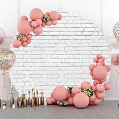 Aperturee White Stripe Wall Theme Circle Happy Birthday Backdrop