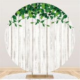 Aperturee White Striped Wood Theme Happy Birthday Round Backdrop