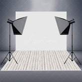 Aperturee - Whitish Wooden Vertical Grain Photo Rubber Floor Mat