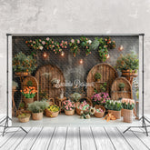 Aperturee - Whitish Black Arch Floral Eggs Easter Photo Backdrop