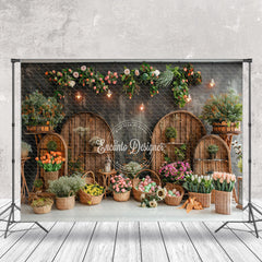 Aperturee - Whitish Black Arch Floral Eggs Easter Photo Backdrop