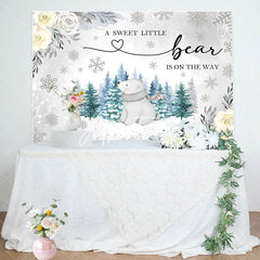 Aperturee - Wild Bear Forest Floral Winter Baby Shower Backdrop