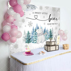 Aperturee - Wild Bear Forest Floral Winter Baby Shower Backdrop