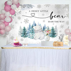 Aperturee - Wild Bear Forest Floral Winter Baby Shower Backdrop