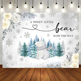 Aperturee - Wild Bear Forest Floral Winter Baby Shower Backdrop