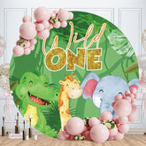 Aperturee - Wild One Forest Animals Round Birthday Backdrop