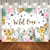 Aperturee - Wild One Leopard Floral Safari 1st Birthday Backdrop