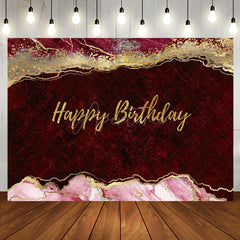 Aperturee - Wine Red Gold Glitter Abstract Birthday Backdrop