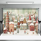 Aperturee - Winter Christmas Town Photography Backdrop For Kids