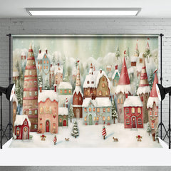 Aperturee - Winter Christmas Town Photography Backdrop For Kids
