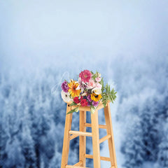 Aperturee - Winter Foggy Snowy Forest Wonderland Backdrop