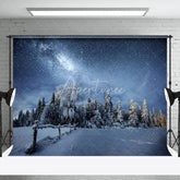 Aperturee - Winter Pines Under Milky Way Photography Backdrop