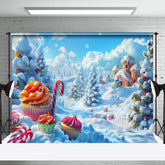 Aperturee - Winter Snow Field Candyland Merry Christmas Backdrop