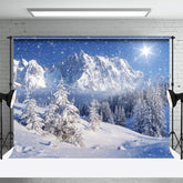 Aperturee - Winter Snow Mountain Cedar Forest Sunshine Backdrop