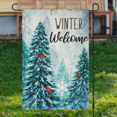 Aperturee - Winter Welcome Snowy Forest Christmas Garden Flag