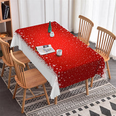 Aperturee - Winter White Sonw Red Christmas Tablecloth For Decor
