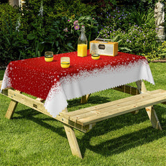 Aperturee - Winter White Sonw Red Christmas Tablecloth For Decor