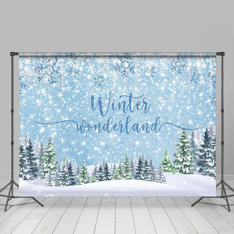 Aperturee - Winter Wonderland Heavy Snow Pine Trees Backdrop