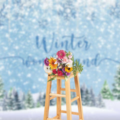 Aperturee - Winter Wonderland Heavy Snow Pine Trees Backdrop