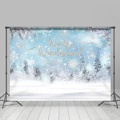 Aperturee - Winter Wonderland Pine Trees Snowflake Backdrop