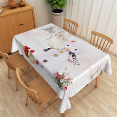 Aperturee - Winter Wonderland Snowman Bokeh Christmas Tablecloth