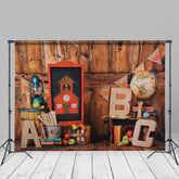 Aperturee - Wood Back To School Backdrop for Children Photo Booth
