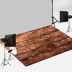 Aperturee - Wood Board Reddish Brown Photo Rubber Floor Mat