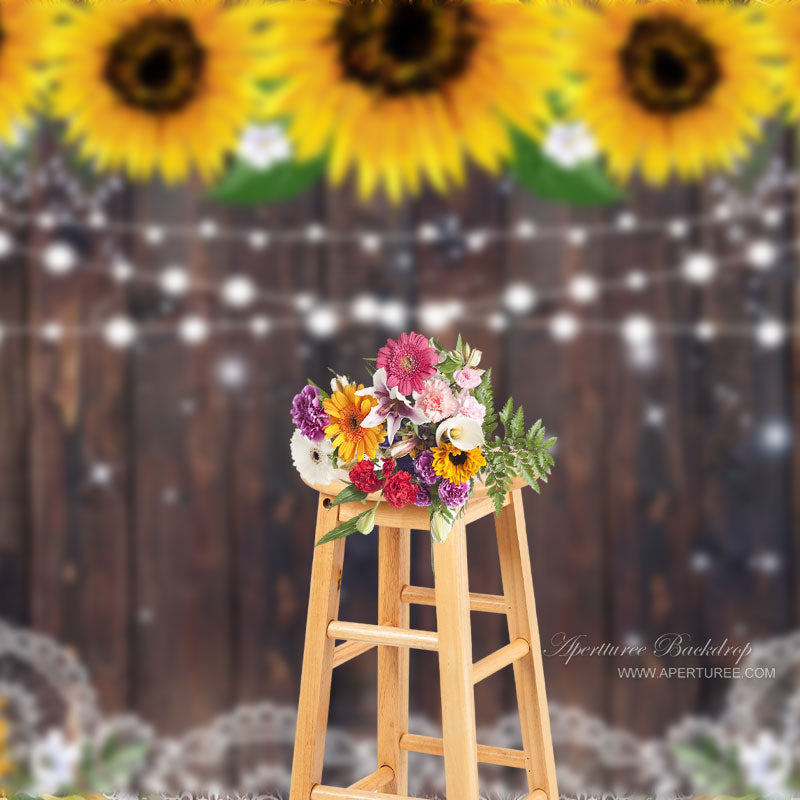Aperturee - Wood Board Turnsole Light Summer Photoshoot Backdrop