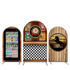 Aperturee Wood Boteco Beer Store Horse Birthday Arch Backdrop Kit