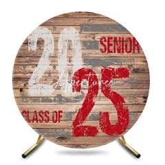 Aperturee - Wood Class Of 2025 Senior Graduation Round Backdrop