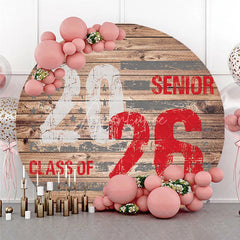 Aperturee - Wood Class Of 2026 Senior Graduation Round Backdrop
