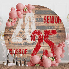 Aperturee - Wood Class Of 2025 Senior Graduation Round Backdrop