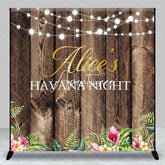 Aperturee - Wood Floral Light Custom Name Havana Night Backdrop