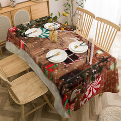 Aperturee - Wood House Brick Wall Snowy Christmas Tablecloth