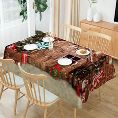 Aperturee - Wood House Brick Wall Snowy Christmas Tablecloth