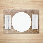 Aperturee - Wood Plank Grain Texture Dining Set Of 4 Placemats