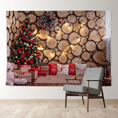 Aperturee - Wood Stake Wall Tree Christmas Backdrop For Deco