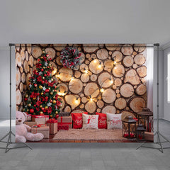 Aperturee - Wood Stake Wall Tree Christmas Backdrop For Deco