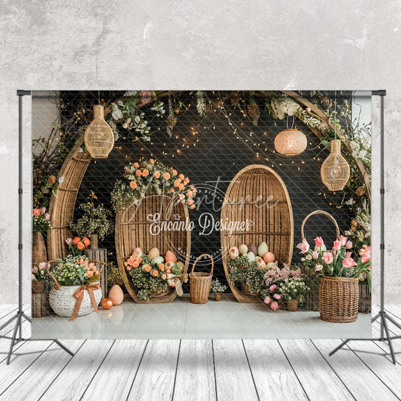 Aperturee - Wooden Arch Black Wall Floor Photo Studio Backdrop