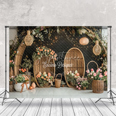 Aperturee - Wooden Arch Black Wall Floor Photo Studio Backdrop