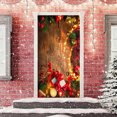 Aperturee - Wooden Board Glitter Light Warm Christmas Door Cover