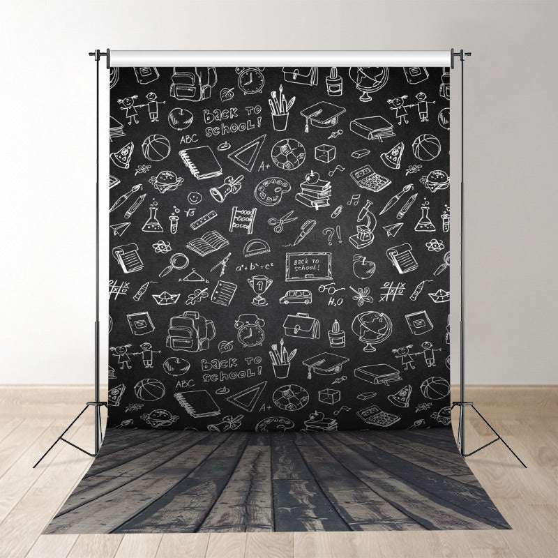 Aperturee - Wooden Floor Blackboard Back To School Backdrop