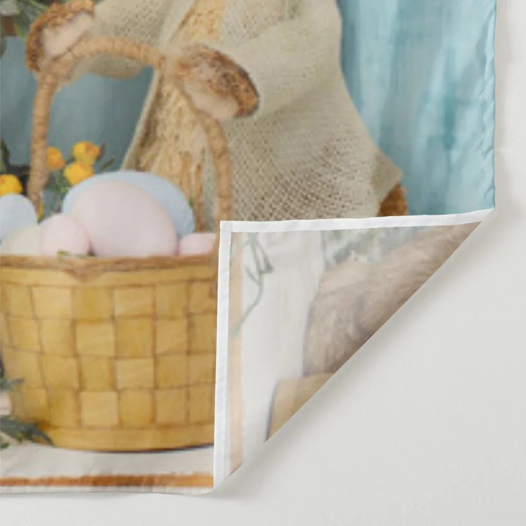 Aperturee - Wooden Floral Bunny Egg Hunter Easter Backdrop