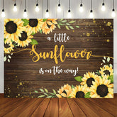 Aperturee - Wooden Sunflower Is On The Way Baby Shower Backdrop