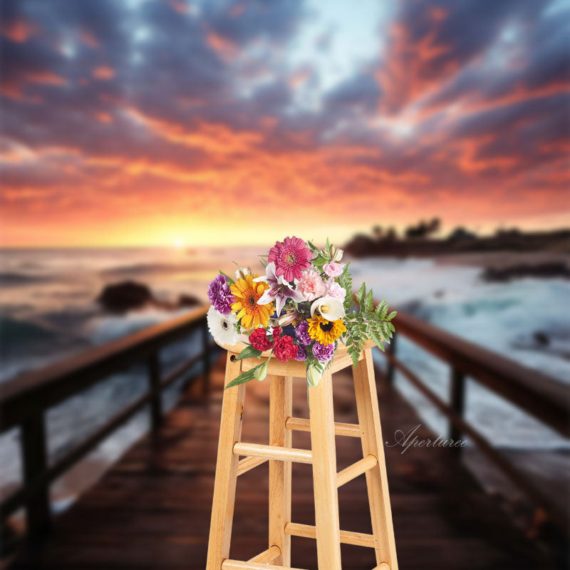 Aperturee - Wooden Table Sun Seaboard Spray Photo Shoot Backdrop